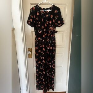 Silky romper, floral, tie detail